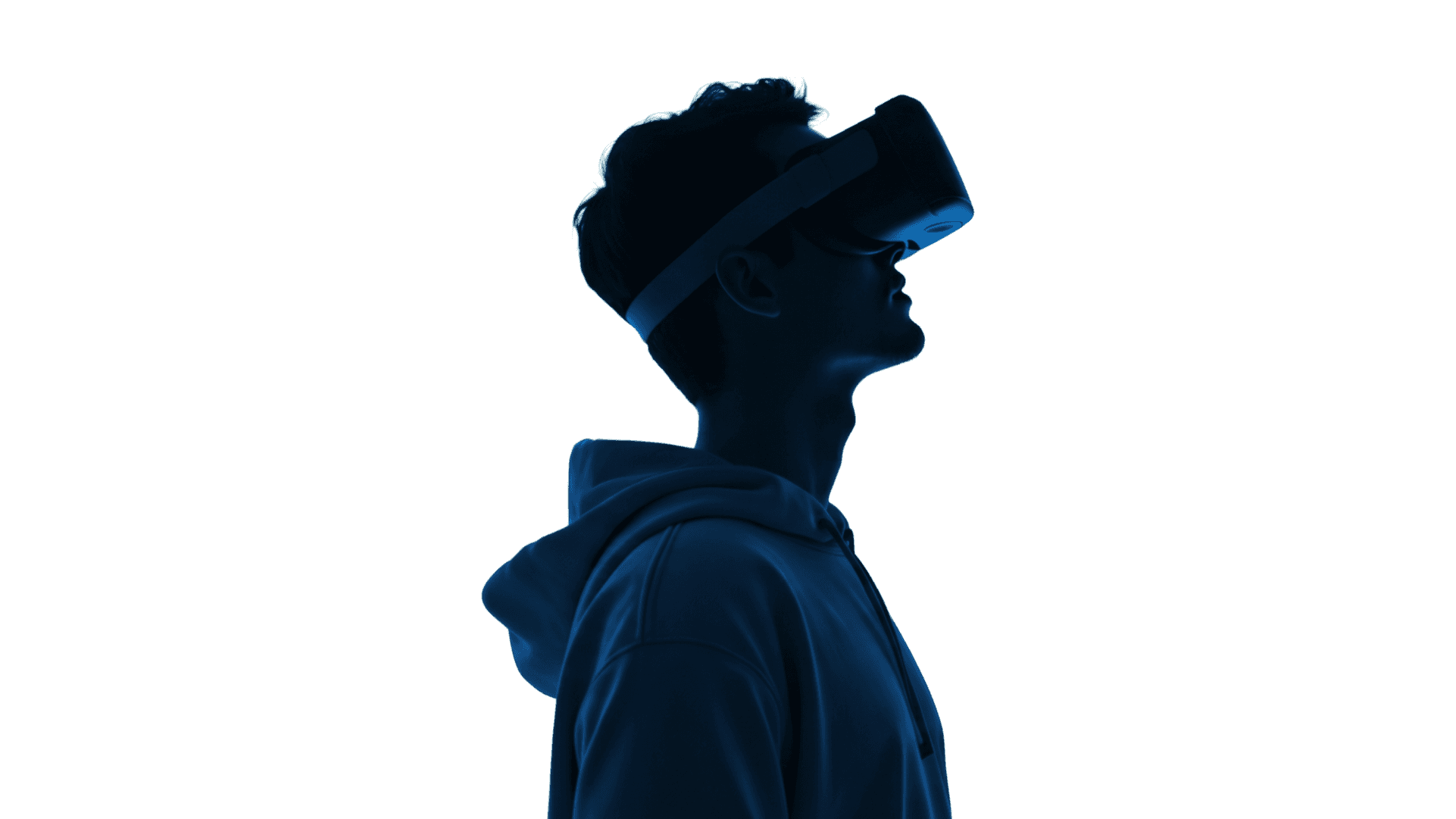 A person wearing a VR headset, experiencing a digital reconstruction of Doha